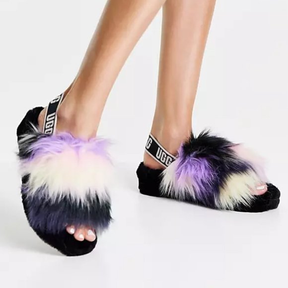 UGG Shoes - ✨HP✨ UGG Fluff Yeah Slides in Magnolia Tie Dye